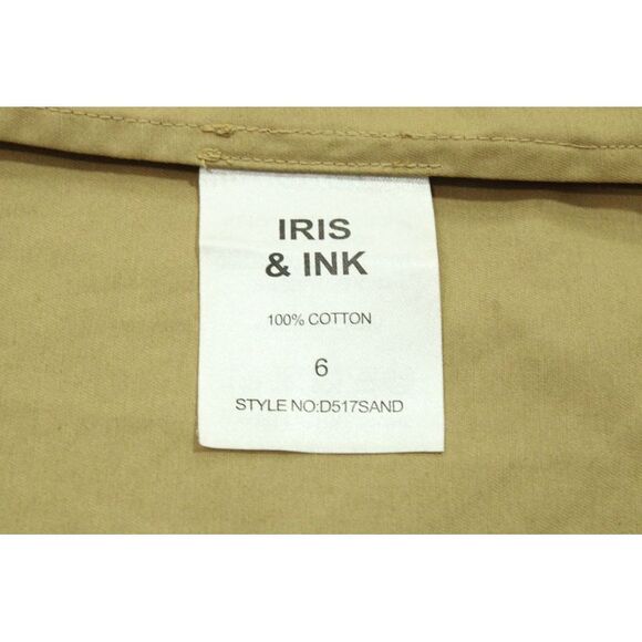 Iris & Ink Belted Sleeveless Dress in Khaki Cotton